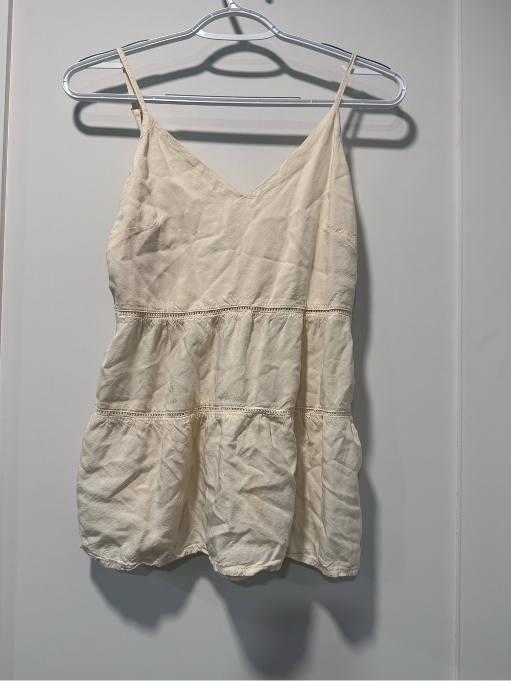 Old Navy Cream Tiered Cami Slip Dress